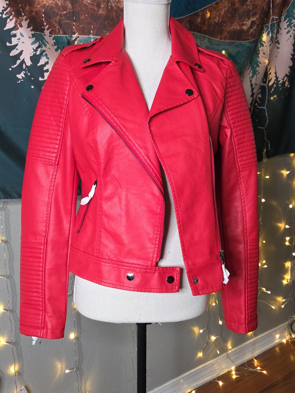 LA Coalition Bright Red Moto Jacket Size M